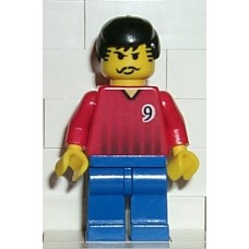 soc066 Soccer Player Red-Blue Team with shirt 9 